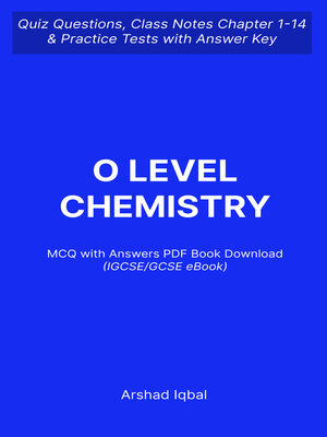 cover image of O Level Chemistry MCQ PDF Book | IGCSE GCSE Chemistry MCQ Questions and Answers PDF